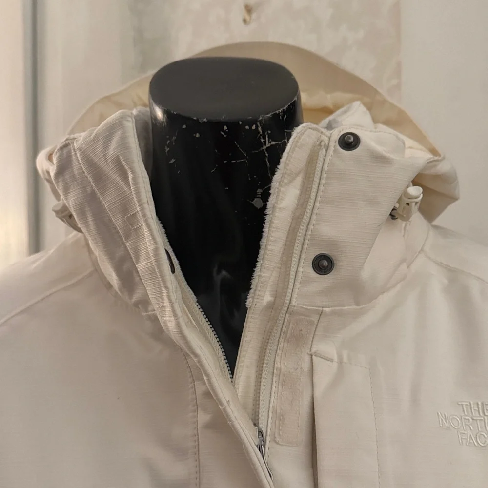 Th North Face Ivory Ski Snow Jacket Coat Hood Size XL - Picture 2 of 10